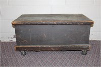 Chest on wheels, in need of repair, 34.5 X 18.5