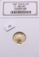 2001 NGC MS69 5 $ GOLD EAGLE