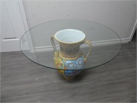 Porcelain Vase 36" Round Glass Top Table X 21" H