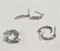 3 PAIRS OF STERLING SILVER EAR RINGS
