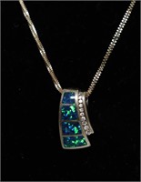 STERLING SILVER OPAL PENDANT NECKLACE