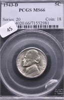 1943 D PCGS MS66 JEFFERSON NICKEL