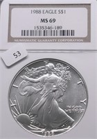 1988 NGC MS69 SILVER EAGLE