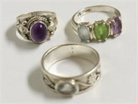 3 STERLING SILVER RINGS