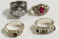 4 STERLING SILVER RINGS