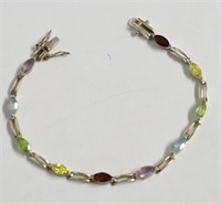 STERLING SILVER MULTI COLOR STONE BRACELET