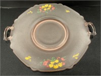 Pink frosted plate w flowers