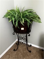 Metal Plant Stand with Faux Fern