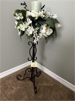 Foral & Candle on Pedestal Stand