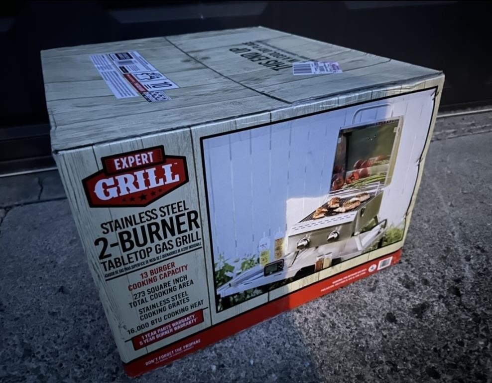 Stainless 2 Burner Table Top Grill NEW IN BOX