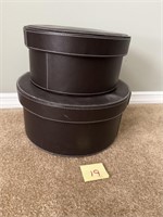 2 Round Vinyl Hat Boxes