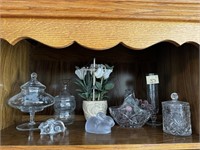 Crystal, Glassware & Decor Items on Shelf