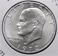 1972 S SILVER IKE DOLLAR GEM