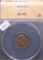 1950 S ANAX XF 40 LINCOLN CENT