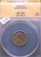 1928 ANAX VF 20 DETAILS LINCOLN CENT