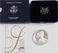 2008 W PROOF SILVER EAGLE  WBOX PAPERS