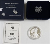 2012 PROOF SILVER EAGLE W BOX PAPERS