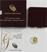 2018 LIBERTY GOLD PROOF COIN W BOX PAPERS