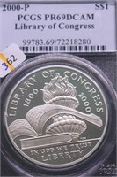 2000 P PCGS PF69DC LIBRARY OF CONGRESS SILVER DOLL
