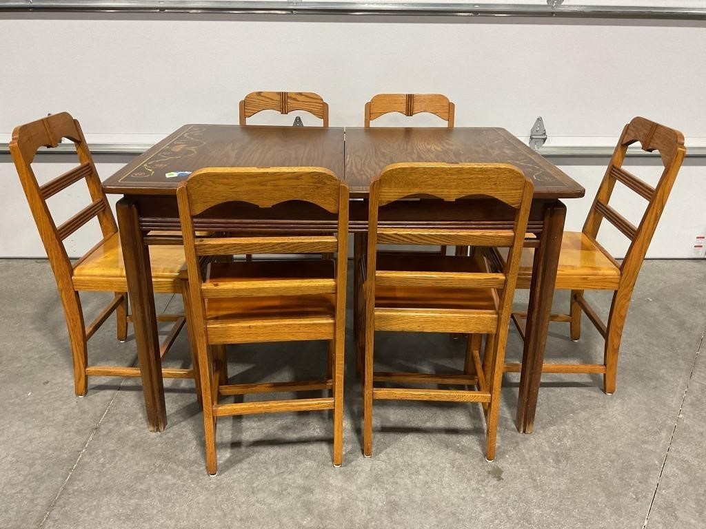 SELLERS KITCHEN TABLE W/ 6 CHAIRS & EXTRA LEAF