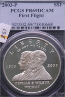 2003 PPCGS PF69DC FIRST FLIGHT SILVER DOLLLAR