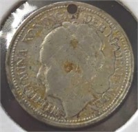 Silver 1928 Netherlands dime