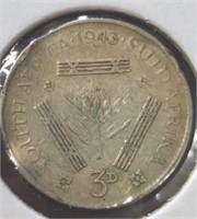 Silver 1943 South African coin