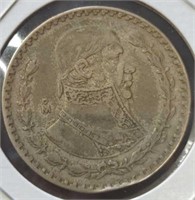 Silver 1961 Mexican silver dollar