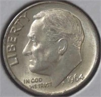 Uncirculated 1964 Roosevelt dime