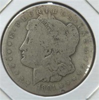 Silver 1891 O Morgan dollar