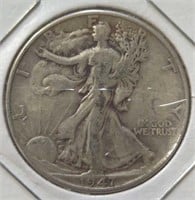 Silver 1947 walking Liberty half dollar