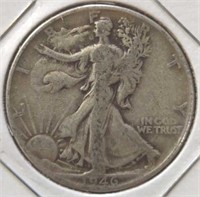 Silver 1946 walking Liberty half dollar