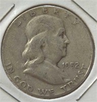 Silver 1952 Franklin half dollar