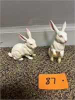 Pair Vintage Ceramic Rabbits