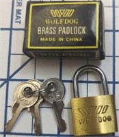 Wolfdog brass padlock