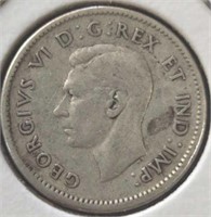 Silver 1944 Canadian dime