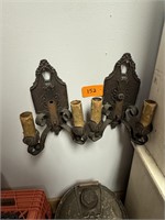 Pair of Antique Double Metal Lights