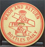 Vintage milk cap wash and return pure fresh milk