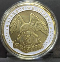 Liberty we defend challenge coin