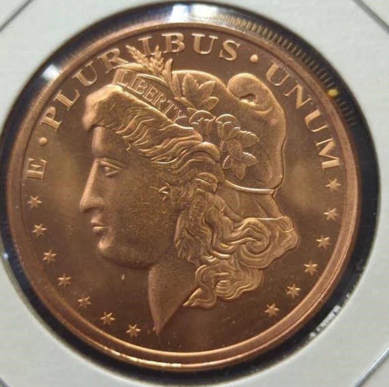1 oz fine copper coin morgan