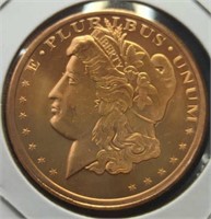 1 oz fine copper coin morgan
