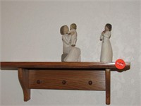 Wooden shelf and willow tree figurines