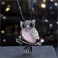 Owl Healing Crystal Stone Pendant Necklace