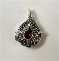 Sterling Faceted Garnet "Poison" Pendant 5 Grams