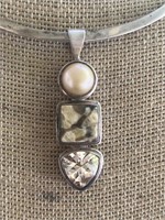Sterling Silver Necklace with Citrine - Pendant