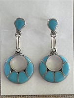 Sterling Silver Dangle Earrings with Turquoise 5g