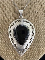 Sterling Silver Necklace w/Large Pendant, Large