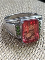 Sterling Silver Ring with Colorful Stones 9g Sz