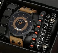 5PCS Set Fashion Mens Bracelet Watch set