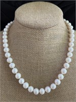 14k & Large Hand Knotted Pearl Necklace 18in